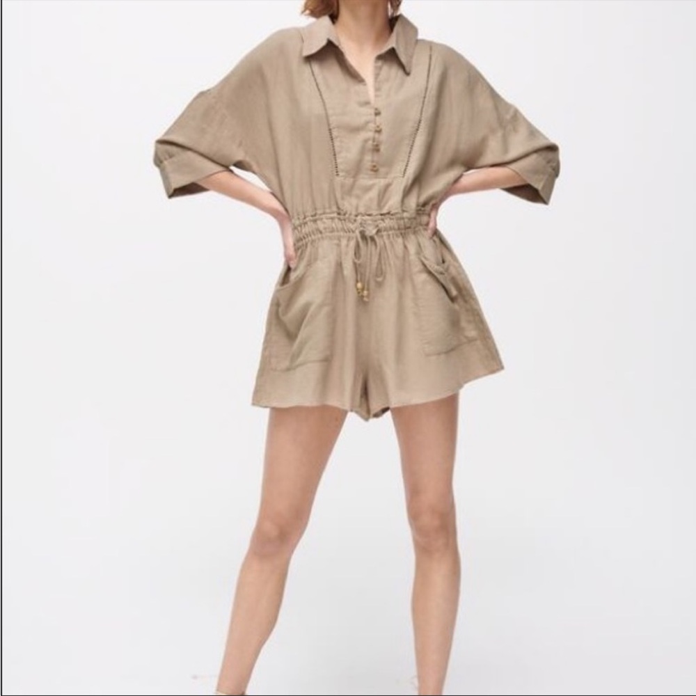 Zara Linen Blend Oversized Romper